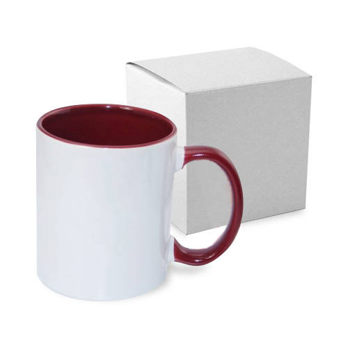 Tazza 330 ml con l'interno rosso scuro con la scatola Sublimazione  Termostampa