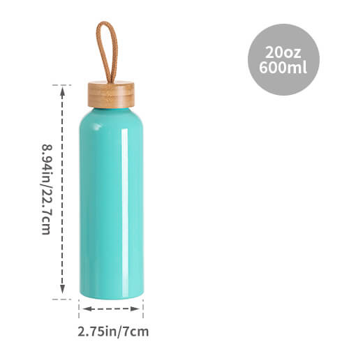 Borraccia in alluminio da 600 ml con coperchio in bambù per sublimazione - menta