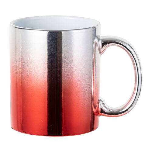 Tazza placcata da 330 ml per sublimazione - sfumatura argento-rosso