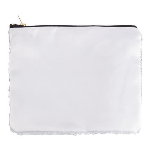 Beauty case 20,5 x 16 cm con paillettes bianche per sublimazione