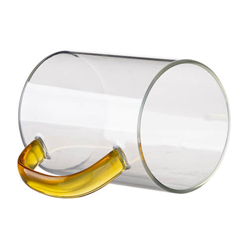Vetro da 450 ml con manico Giallo per sublimazione