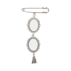 Spilla ovale doppia - spilla da balia con ciondolo a nappina per sublimazione