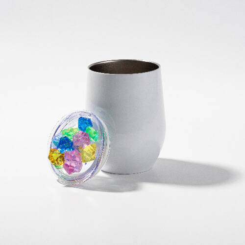 Tazza per vin brulè 360 ml per sublimazione - bianco, coperchio con ghiaccio colorato artificiale
