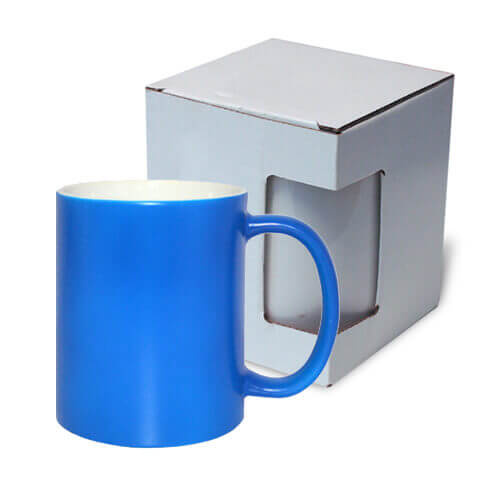 Tazza Fluo blu, opaco con la scatola, Sublimazione Termostampa