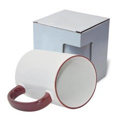 Tazza MAX 450 ml con il manico rosso scuro con la scatola Sublimazione Termostampa