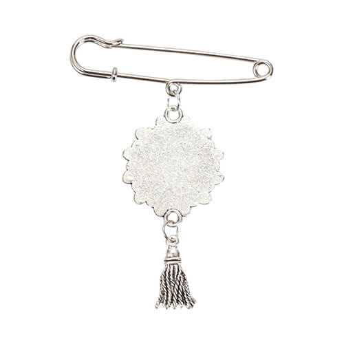 Spilla rotonda - spilla da balia con ciondolo a nappina per sublimazione