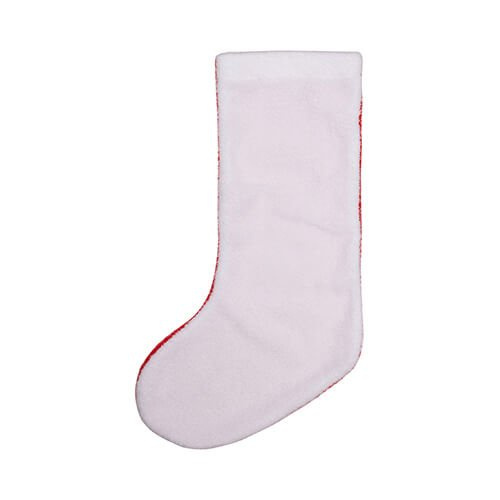 Calzino di peluche natalizio a sublimazione - bianco e rosso