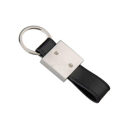 Portachiavi in pelle e metallo per la sublimazione – quadrato - nero