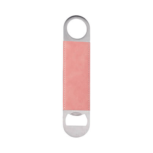 Apribottiglie 4 x 17,7 cm in acciaio e pelle per sublimazione - rosa