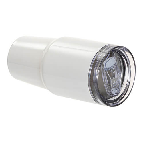 Tazza da viaggio in acciaio inox 600ml con coperchio e cannuccia per sublimazione - bianco