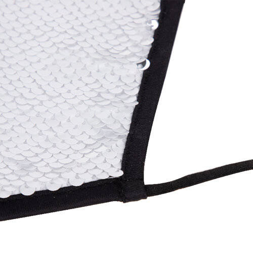 Maschera viso grande con rifiniture nere e paillettes per la sublimazione