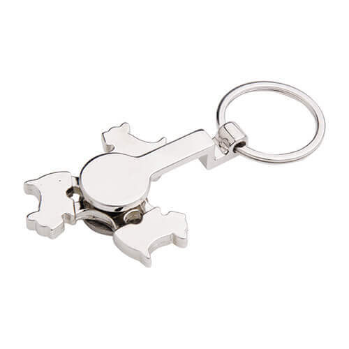 Portachiavi in metallo - spinner per sublimazione - Dog - rosa