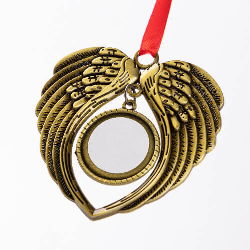 Ciondolo albero di Natale in metallo per sublimazione - ali d'oro