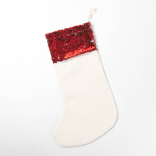 Calzino natalizio con paillettes rosse per sublimazione