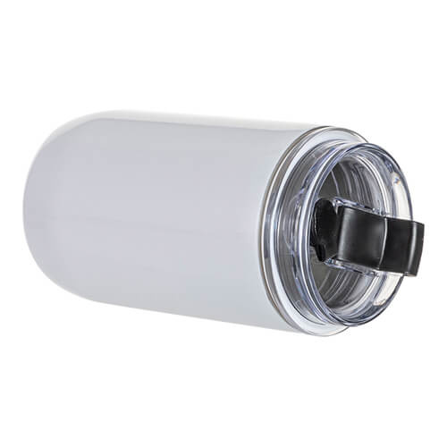 Tazza in acciaio inox da 350 ml con coperchio e cannuccia per sublimazione - bianco