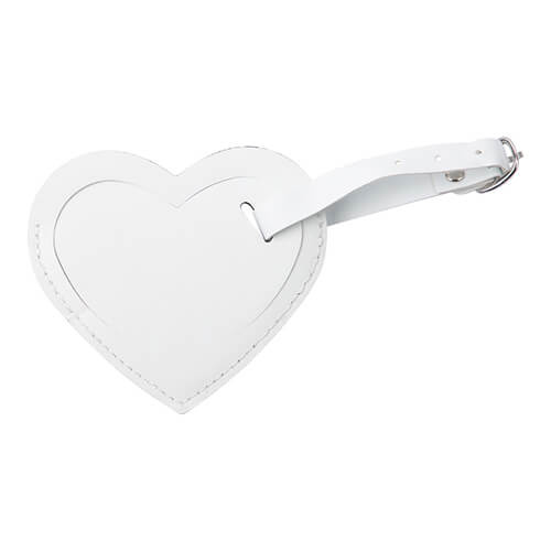 Etichetta bagaglio in pelle per sublimazione - cuore bianca