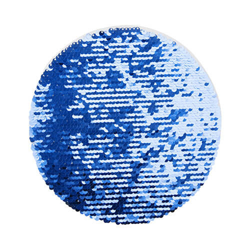 Patch paillettes bicolore da sublimare - cerchio blu Ø 19 su sfondo bianco