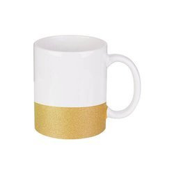 Tazza 330 ml con una striscia glitter dorato Sublimazione Termostampa