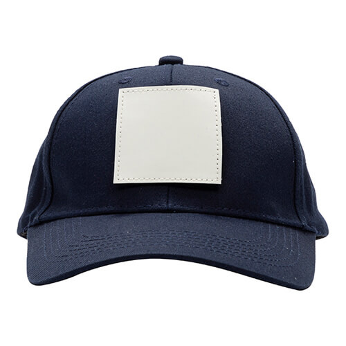 Cappello da baseball in cotone con patch quadrata in velcro per la sublimazione - blu navy