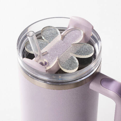 Targhetta in acrilico per tazza da 1200 ml con glitter a sublimazione - fiore