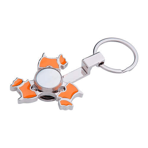 Portachiavi in metallo - spinner per sublimazione - Dog - arancione