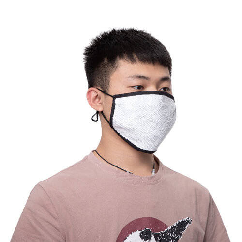 Maschera viso grande con rifiniture nere e paillettes per la sublimazione