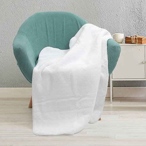 Coperta Minky con fodera Sherpa per sublimazione - bianca