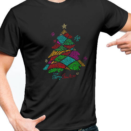 Foglio con zirconi per trasferimento termico - albero di Natale