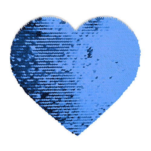 Paillettes bicolore per sublimazione e applicazione su tessuti - cuore blu 22 x 19,5 cm su sfondo bianco