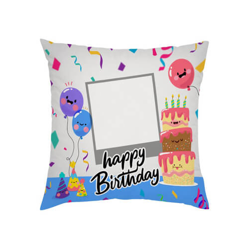 Federa in raso bicolore 38 x 38 cm per sublimazione - Happy Birthday - 1