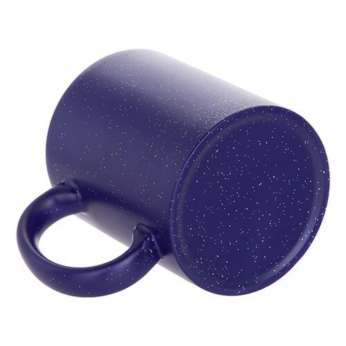 Tazza magica 330 ml blu, opaca con glitter per sublimazione con una scatola di cartone