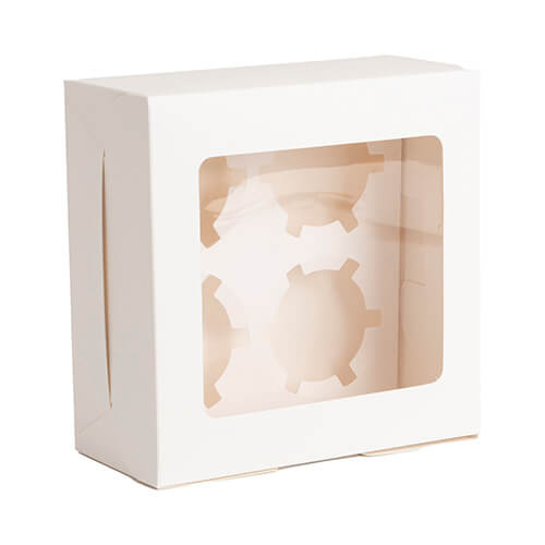 Confezione decorativa con finestra per 4 palline per sublimazione - 16 x 16 x 7,7 cm
