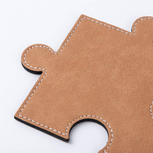 Sottobicchiere in pelle a forma di puzzle per sublimazione - marrone