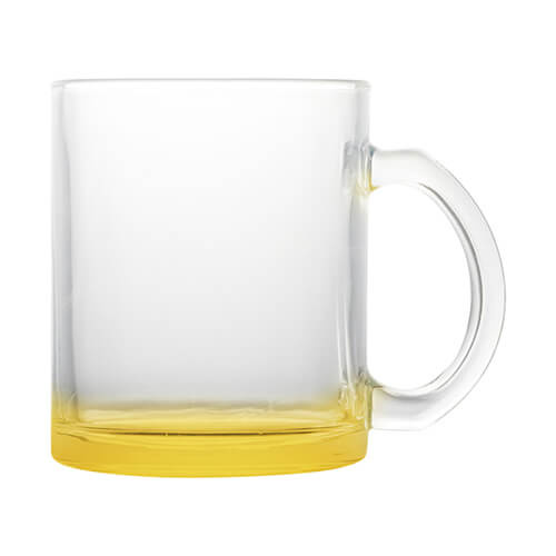 Tazza in vetro da 330 ml per sublimazione - con fondo giallo