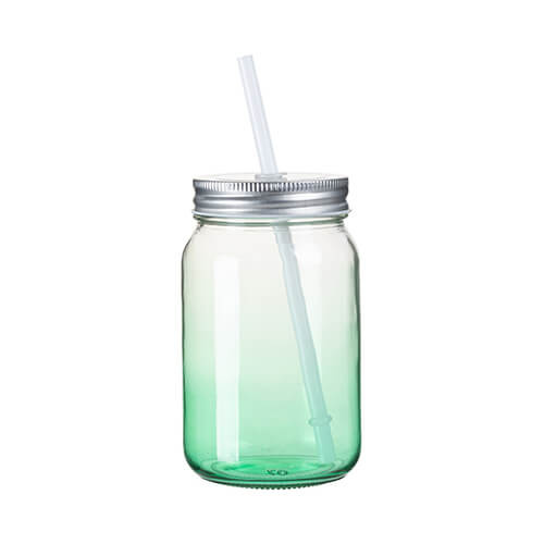 Tazza in vetro Mason Jar da 450 ml senza manico per sublimazione - sfumatura verde