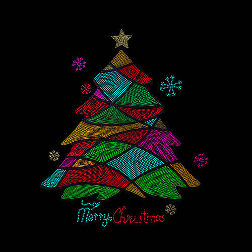 Foglio con zirconi per trasferimento termico - albero di Natale