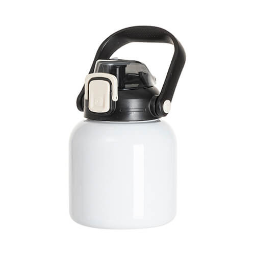 Bottiglia da viaggio in acciaio inox da 800 ml con manico a sublimazione - bianco