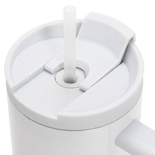 Tazza da 1200 ml con cannuccia e manico grigio per sublimazione - argento