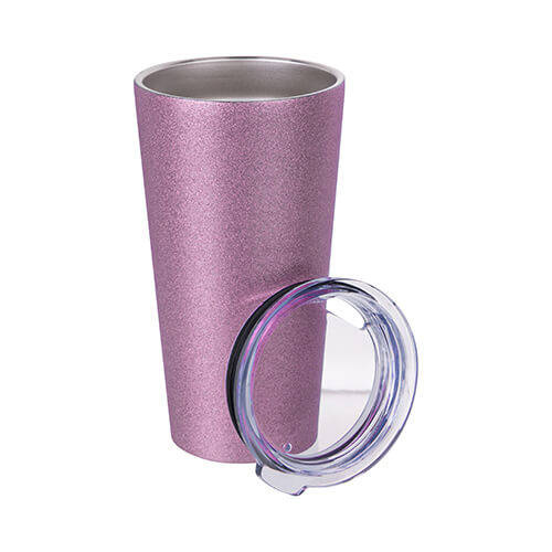Bicchiere termico in acciaio inox da 480 ml per sublimazione - glitter Rosa