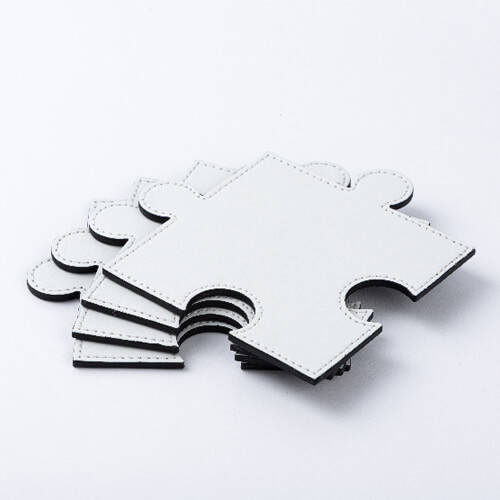 Sottobicchiere in pelle a forma di puzzle per sublimazione - bianco