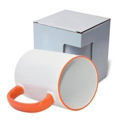 Tazza MAX 450 ml con il manico arancione con la scatola Sublimazione Termostampa
