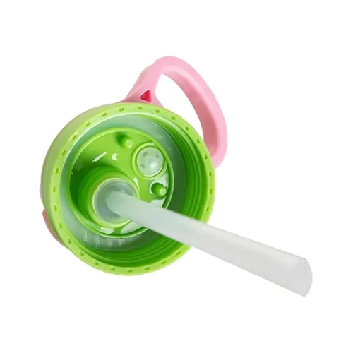 Bottiglia in alluminio da 500 ml bianca con tappo verde e manico rosa per sublimazione