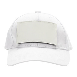 Cappello da baseball in cotone con patch rettangolare in velcro per sublimazione - bianco