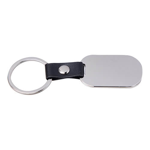 Portachiavi in metallo per chiavi a sublimazione - ovale su cinturino nero