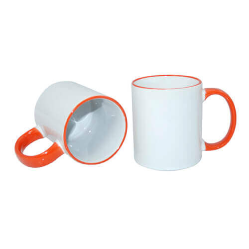 Tazza 330 ml con il manico arancione Sublimazione Termostampa
