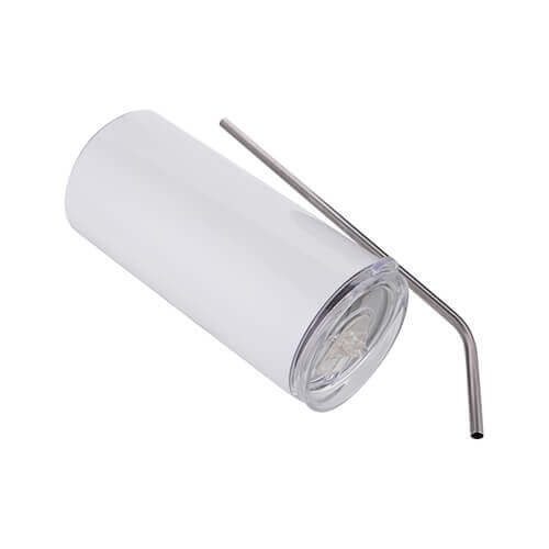 Borraccia termica 480 ml con cannuccia Stampa Sublimatica - bianco