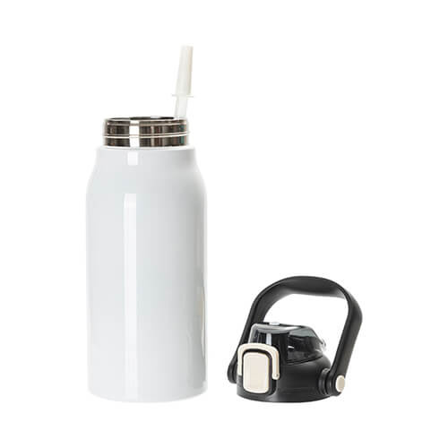 Bottiglia da viaggio in acciaio inox da 1300 ml con manico - bianco