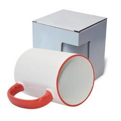 Tazza MAX 450 ml con il manico rosso con la scatola Sublimazione Termostampa