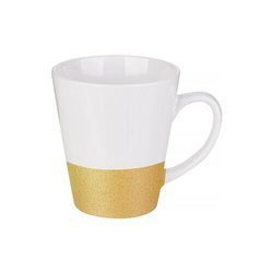 Tazza Latte 300 ml con una striscia glitter dorato Sublimazione Termostampa