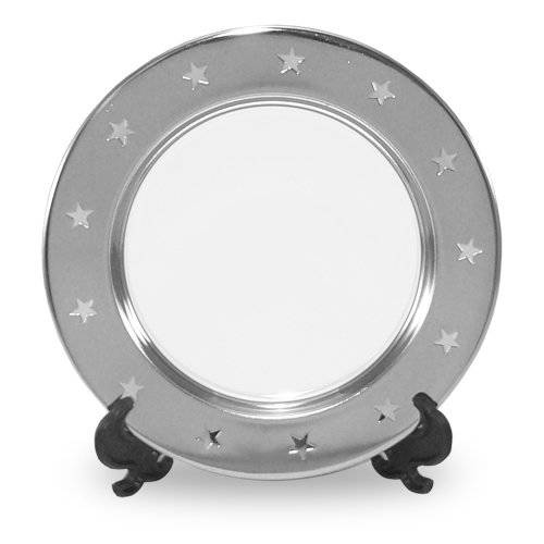Piatto Tondo in Metallo 18 cm con asterischi con Supporto Sublimazione Trasferimento termico
